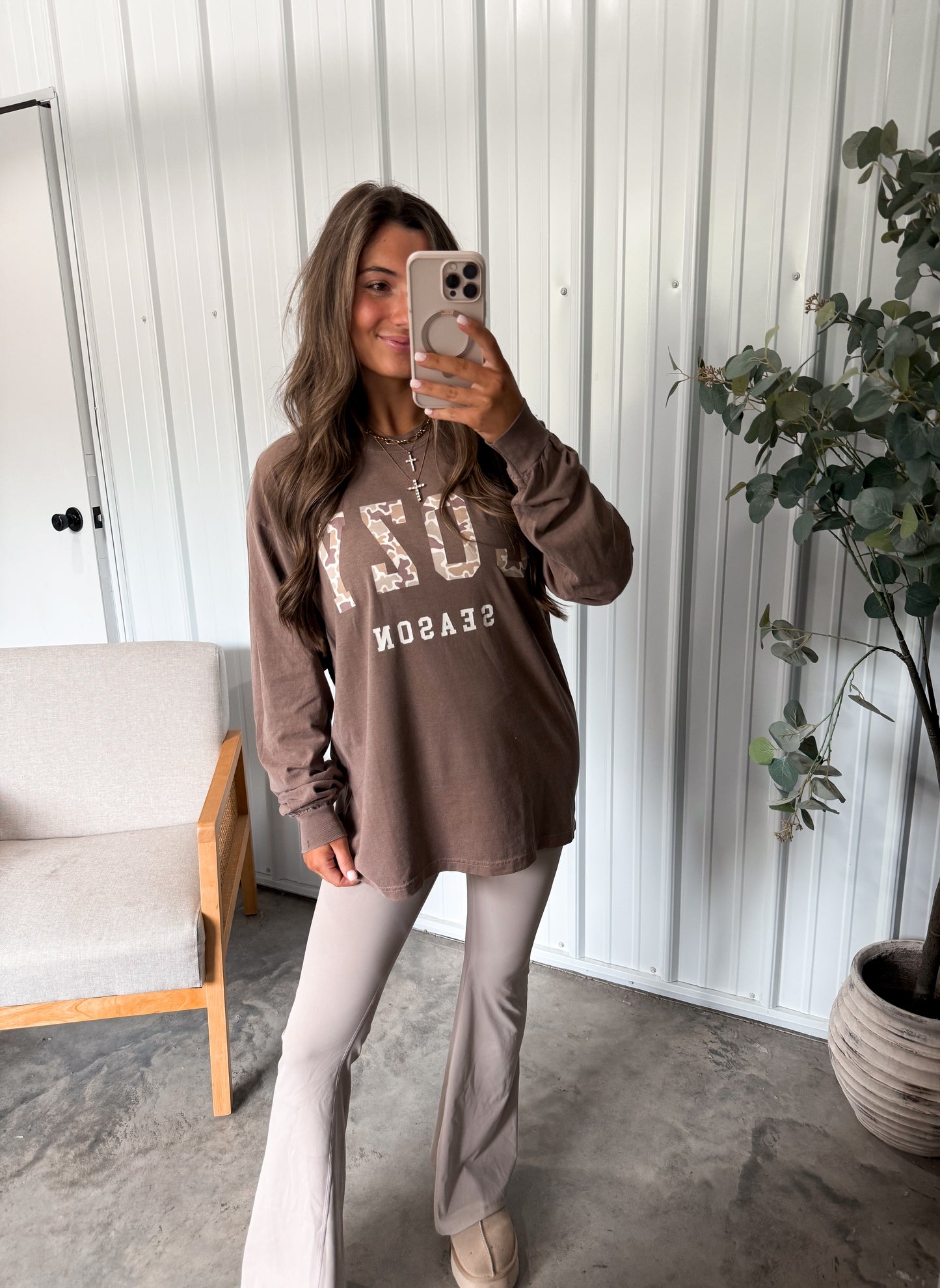 Cozy Season Duck Camo Pullover- Espresso