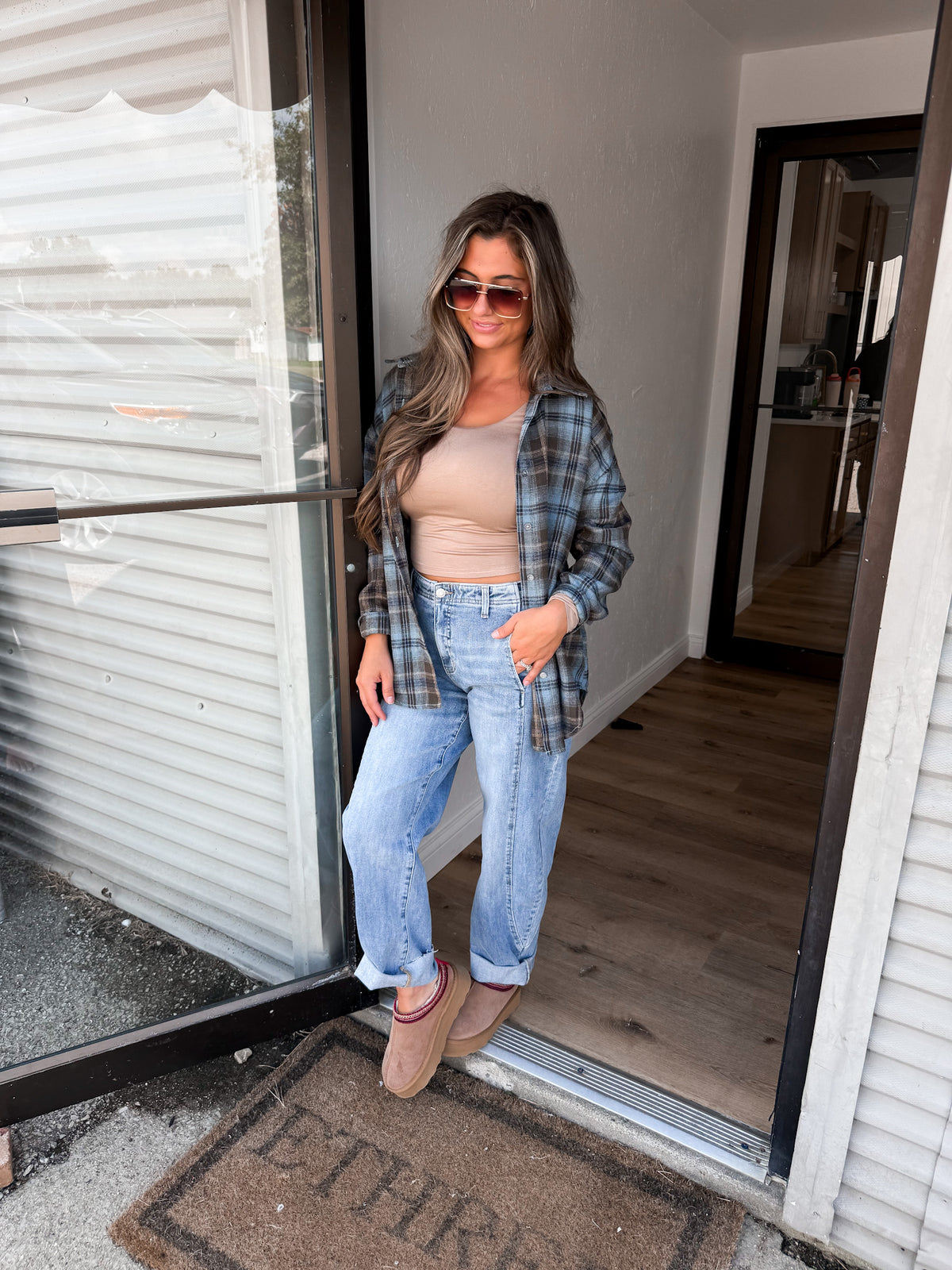 Double Layered Rayon Long Sleeve - dark taupe