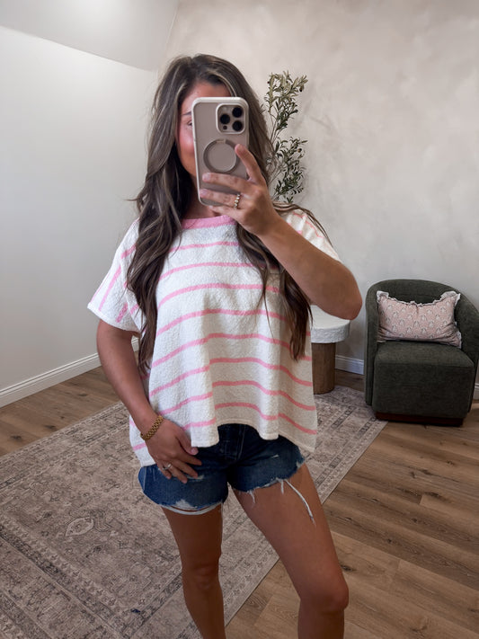 Wild Tide Striped terry Top - dark pink