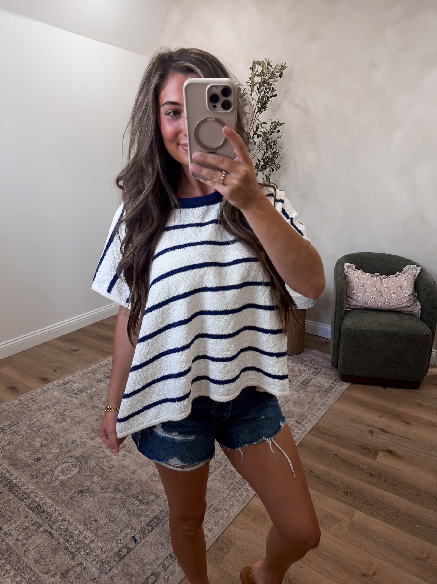 Wild Tide Striped terry Top - navy