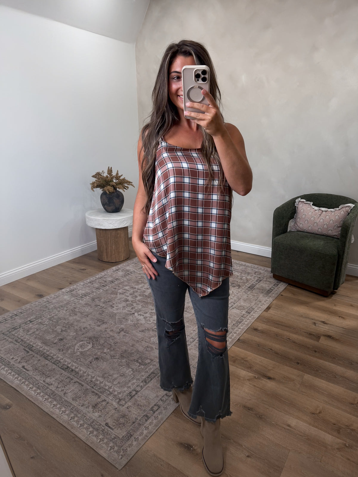 Jules Plaid Cami Top - spice