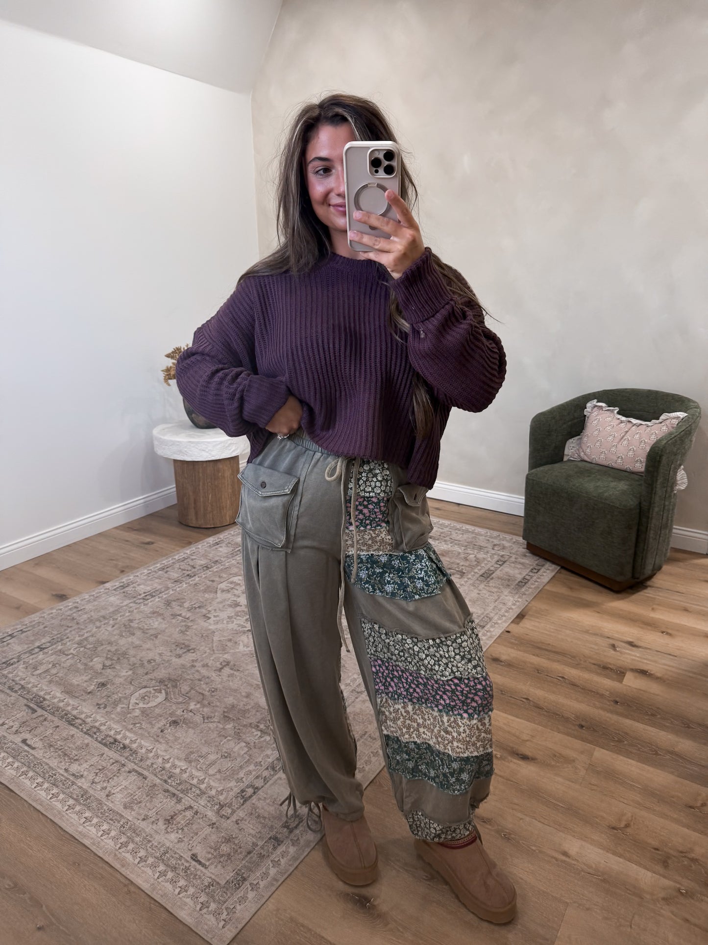 Retro Soul Patchwork Pants - olive