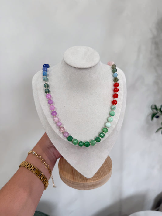 Nirvana Natural Stone Beaded Necklace - retro multi