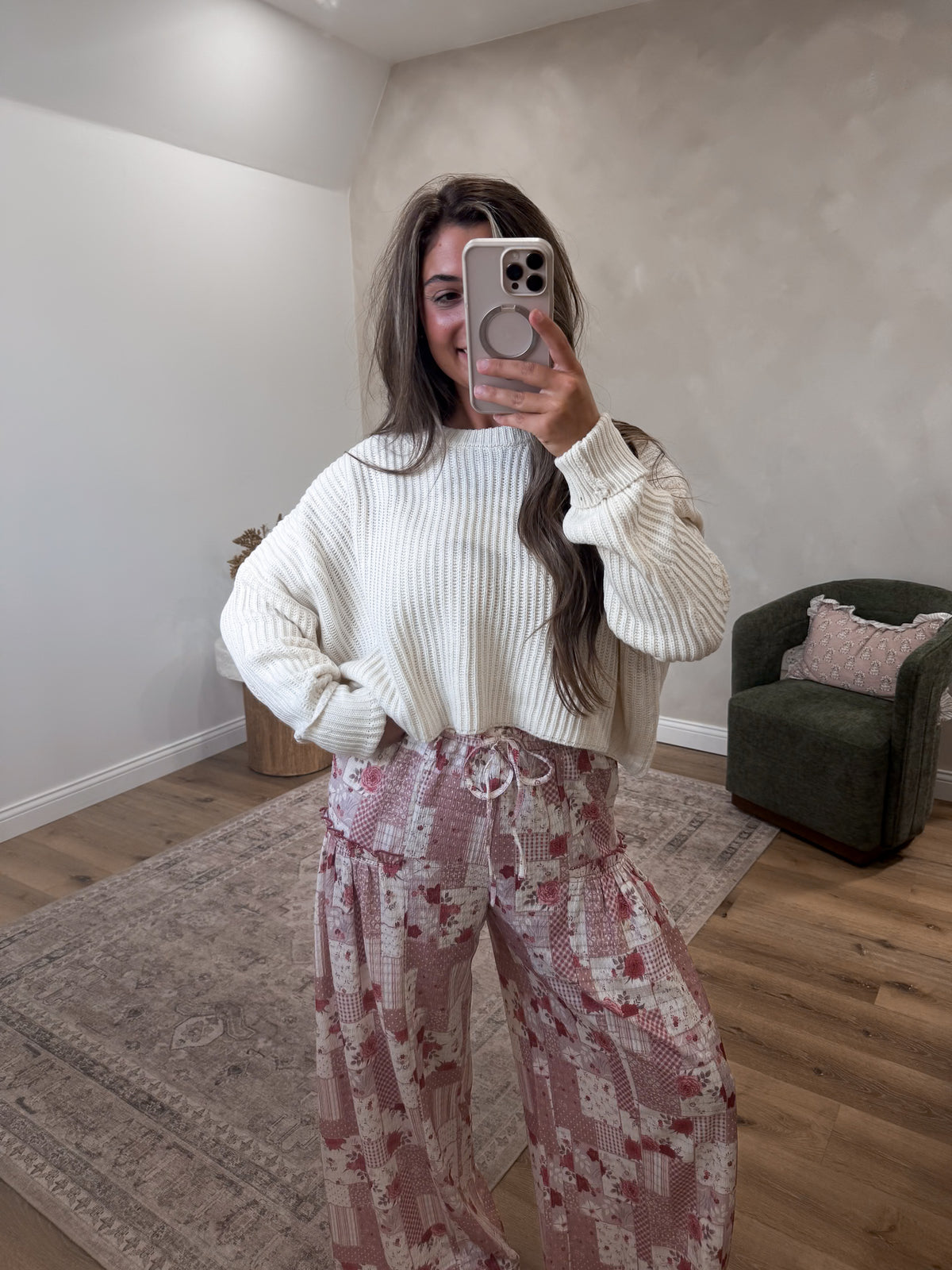 Jamie Oversized Cropped Sweater - cream