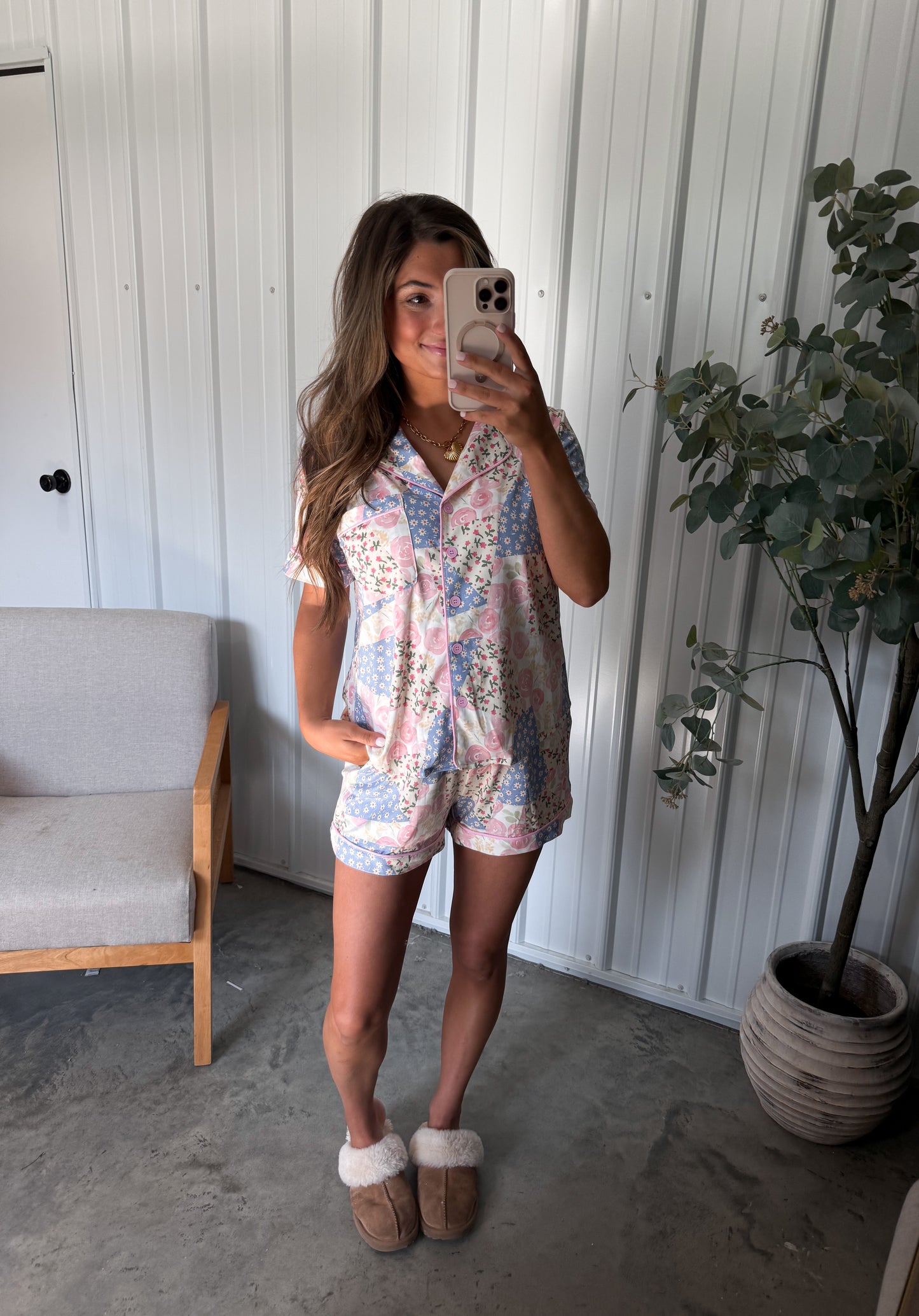 Patchwork Jersey PJ Set- Blush Multi