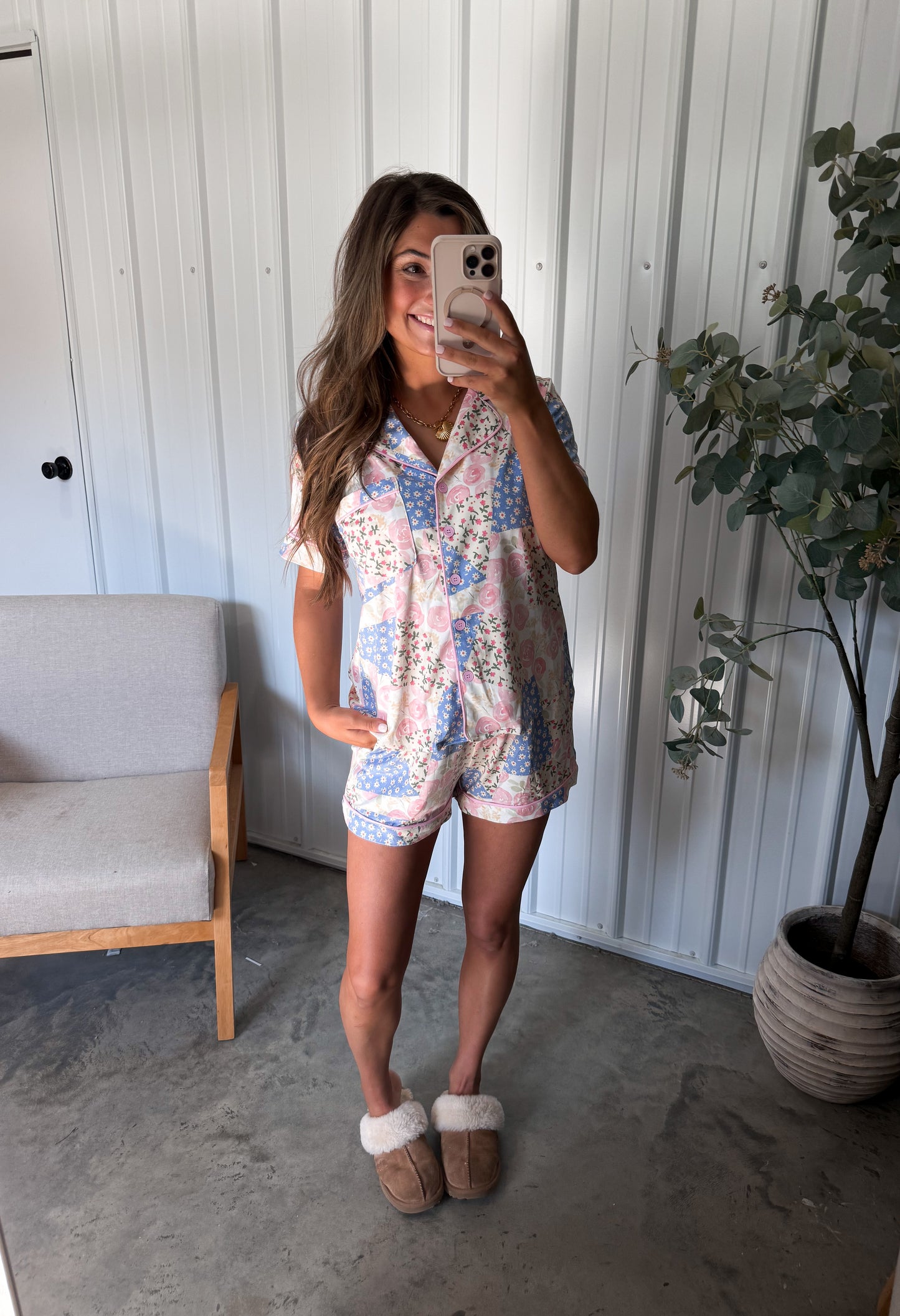 Patchwork Jersey PJ Set- Blush Multi