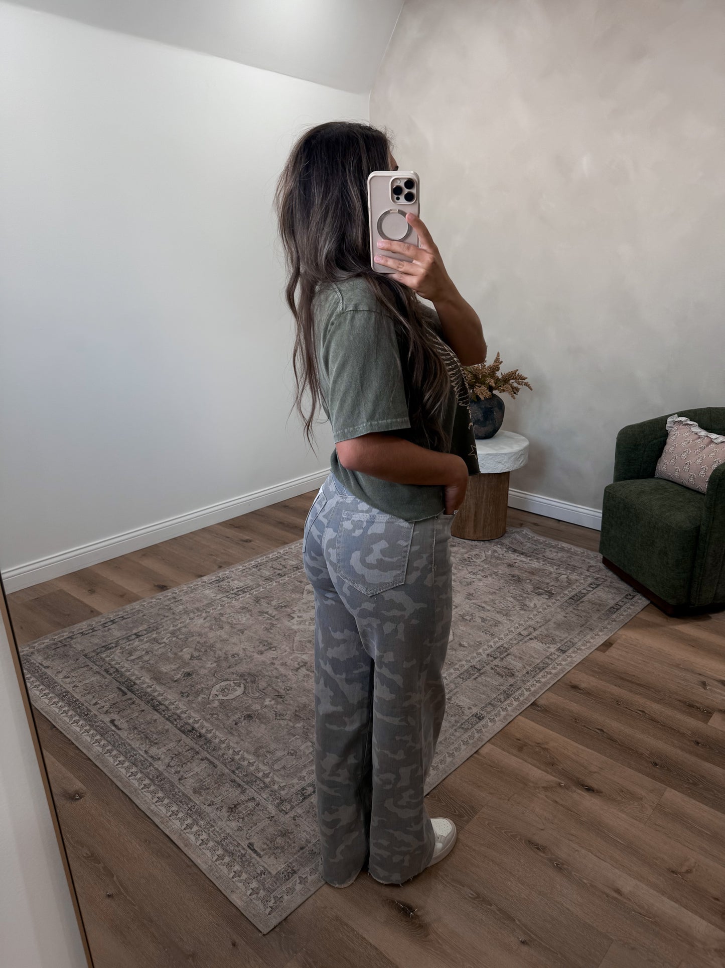Hadley Camo High Rise Jeans - tan