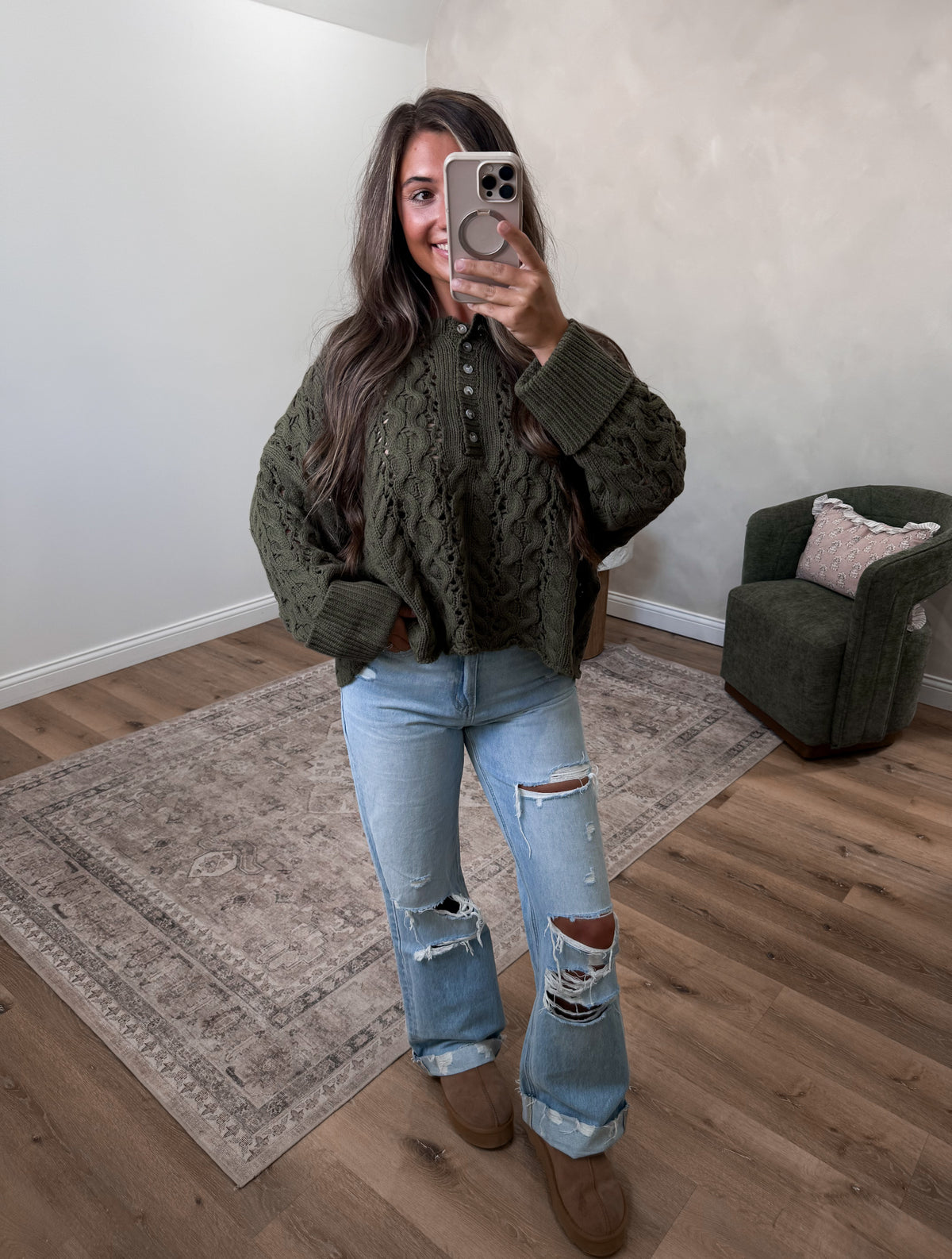 Clover Chunky Sweater - olive