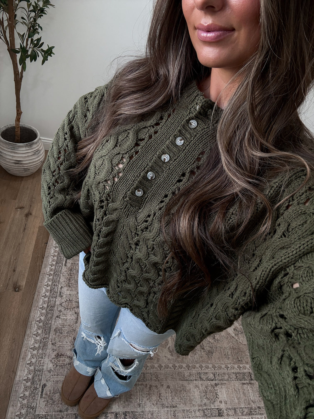 Clover Chunky Sweater - olive