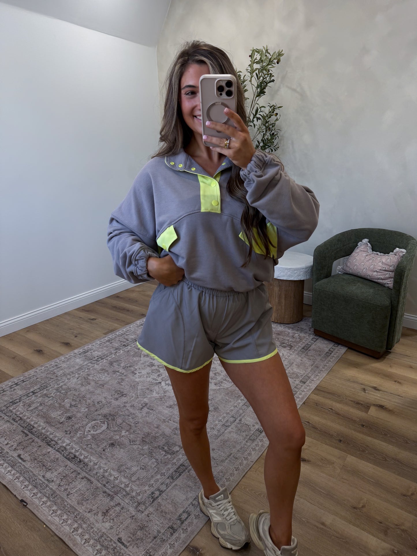Breezy Babe French Terry Set - taupe/lime