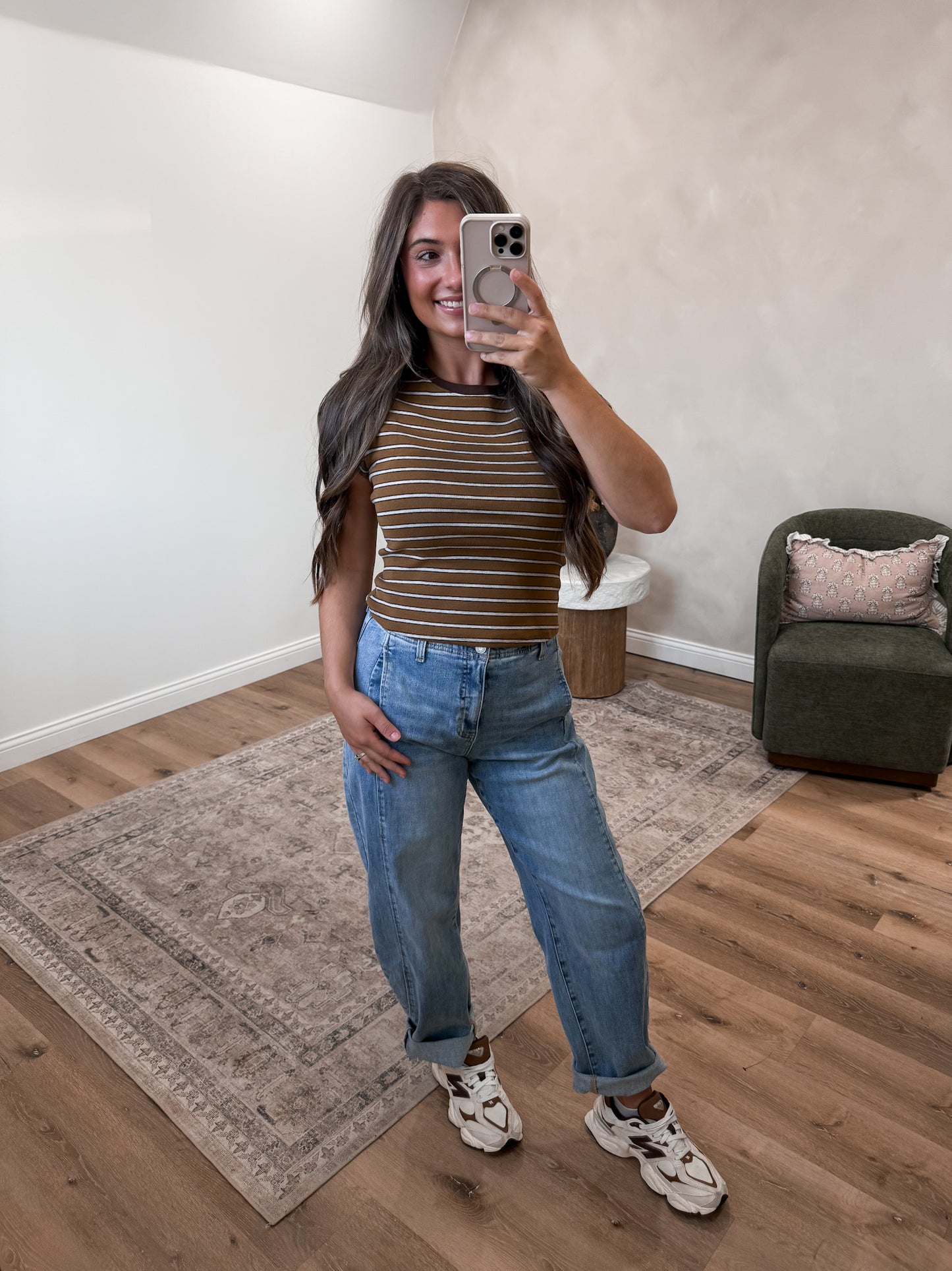 Darby Striped Tee - olive stripe