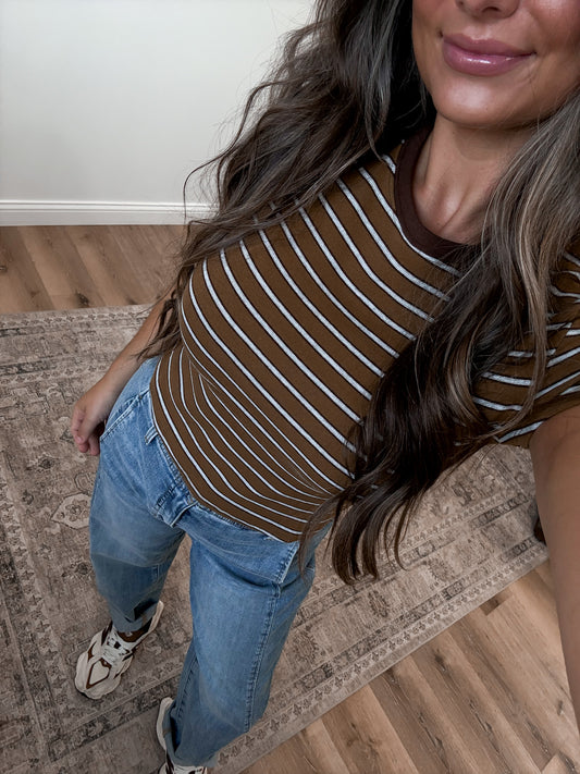Darby Striped Tee - olive stripe