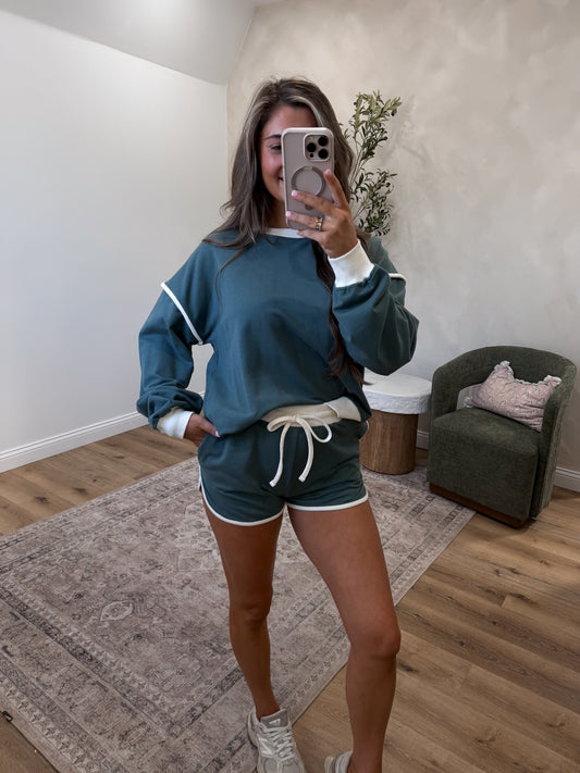 Shoreline French Terry Shorts Set - ash jade