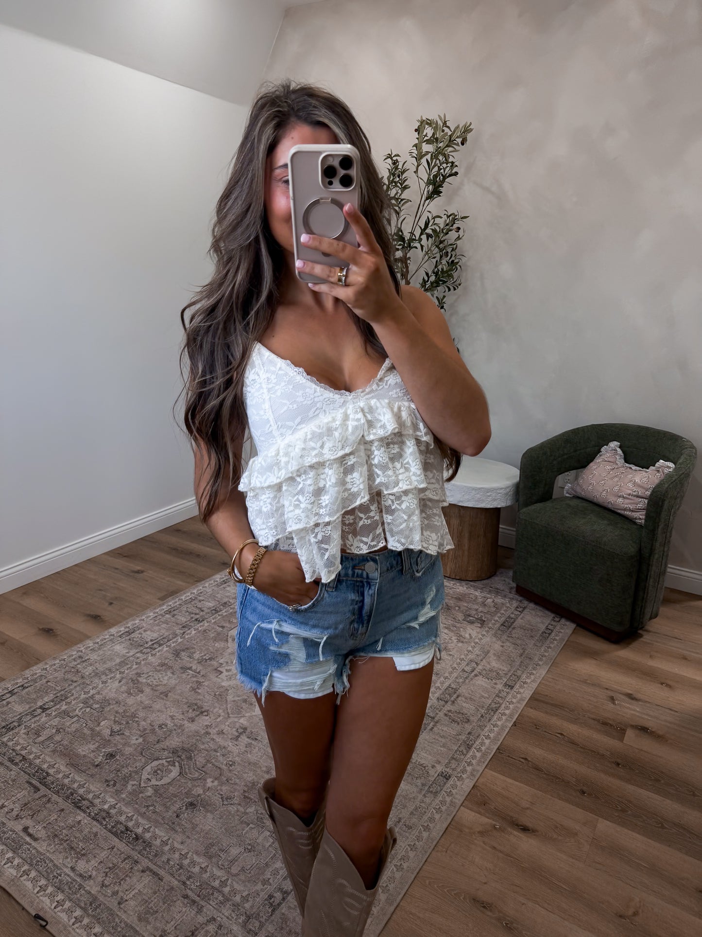 Tennessee Lace Babydoll Tank - vanilla *OPEN FOR PREORDER 7/8*