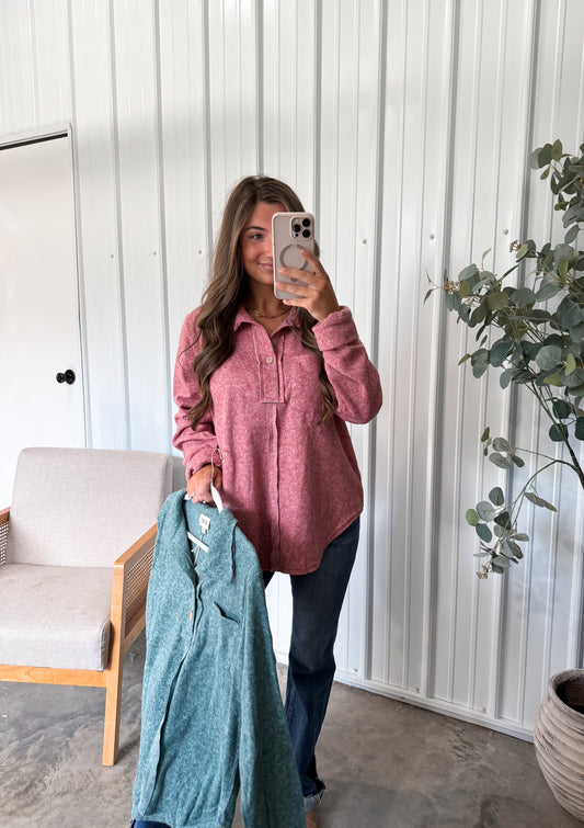 Brushed Collared Pullover- 2 colors