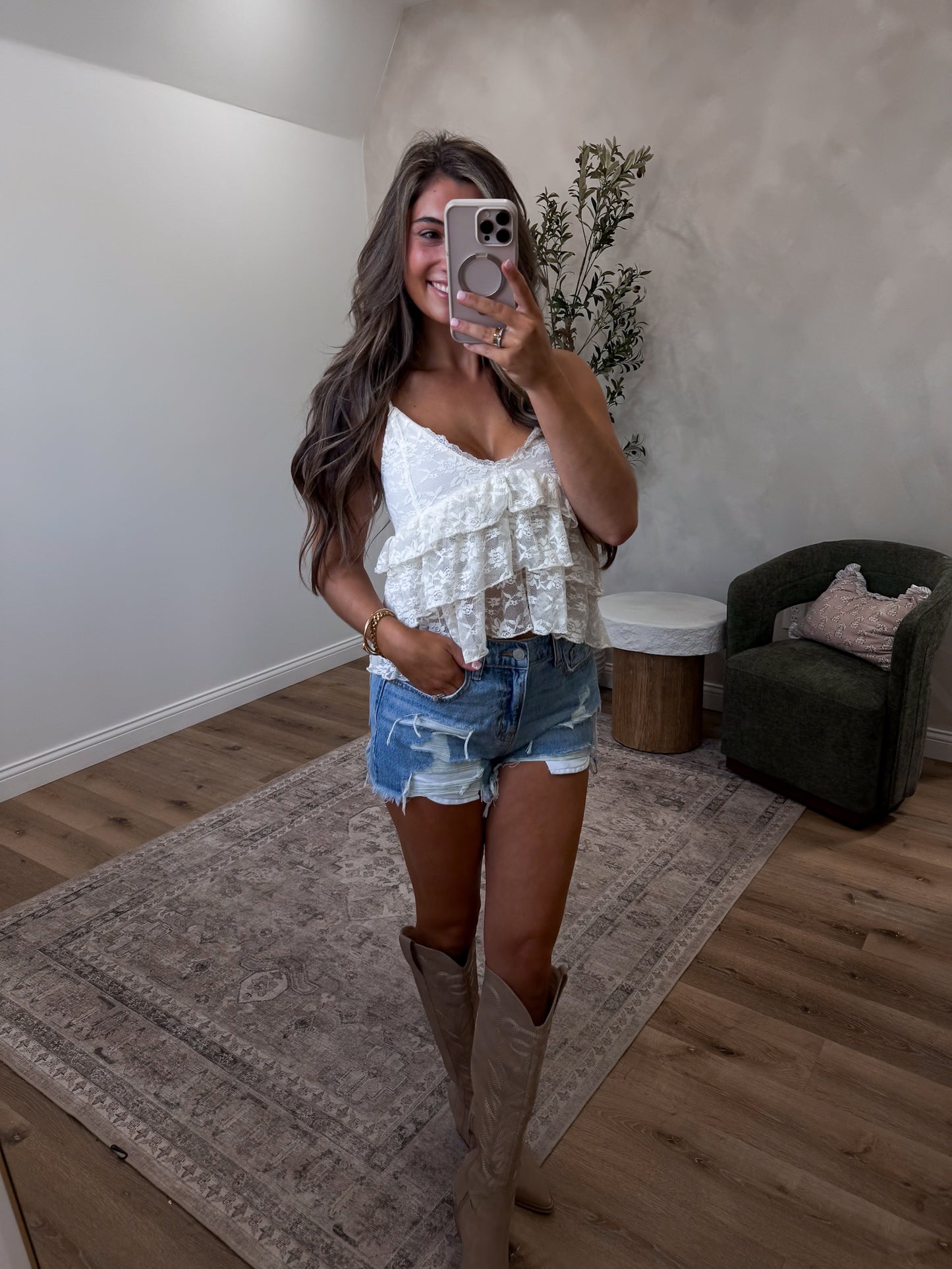 Tennessee Lace Babydoll Tank - vanilla *OPEN FOR PREORDER 7/8*
