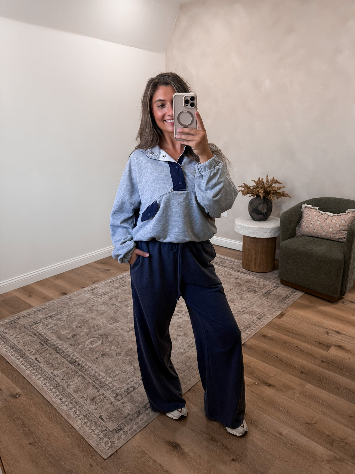 Tempo Contrast Pullover - heather grey
