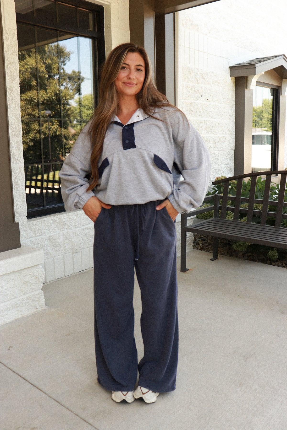 Tempo Contrast Pullover - heather grey