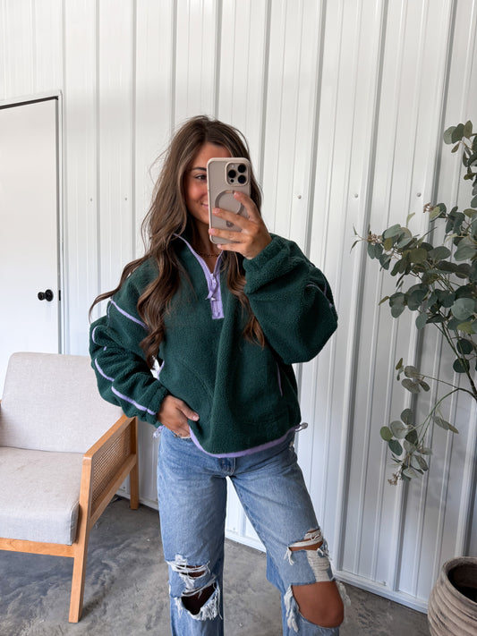 North Sherpa Pullover- Evergreen