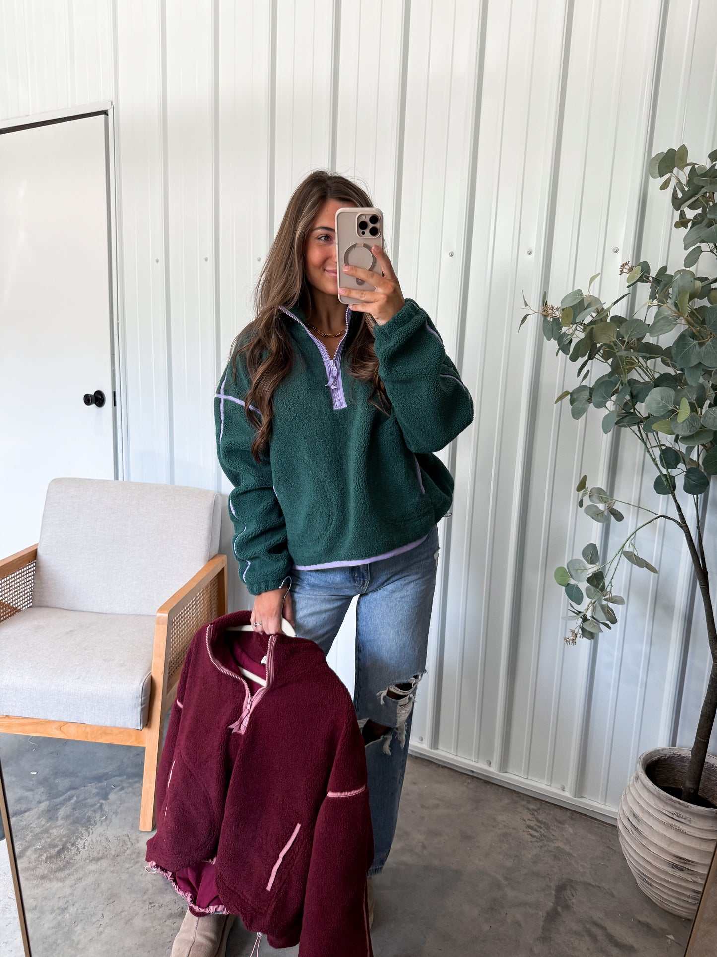 North Sherpa Pullover- Evergreen