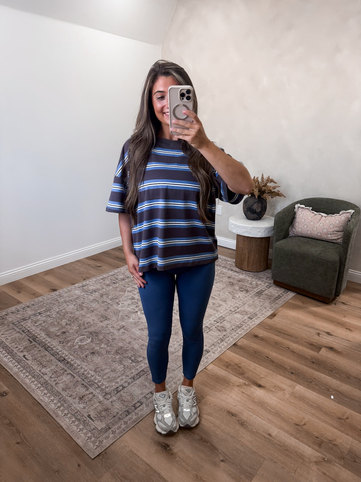 Devon Striped Tee - charcoal