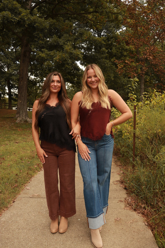 Drew Cuffed Wide Leg Pintuck Jeans - dark