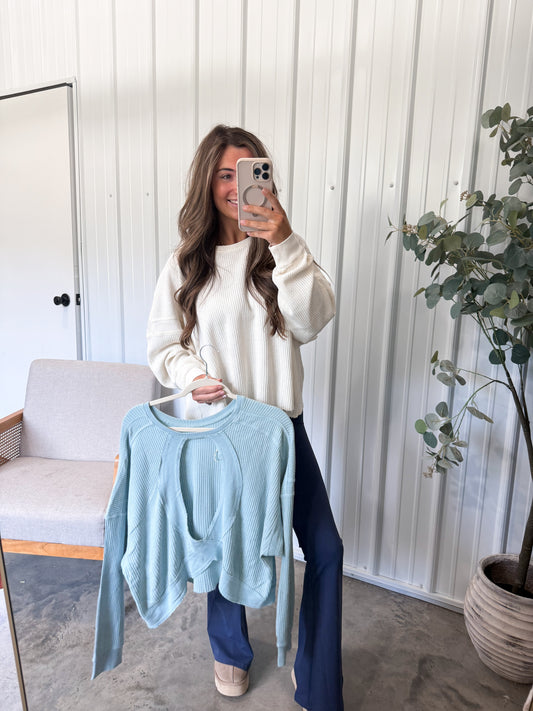 Olivia Open Back Pullover- 2 colors