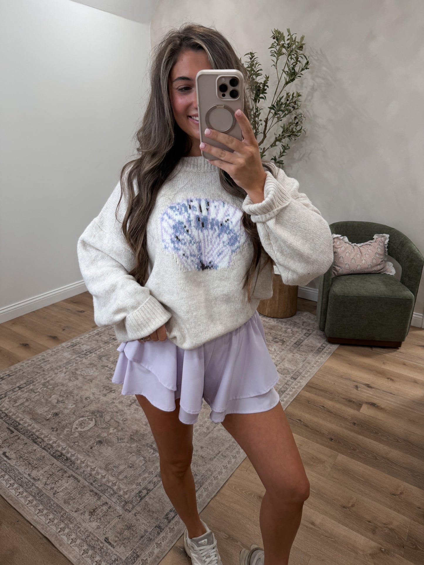Seashell Knit Sweater - cream