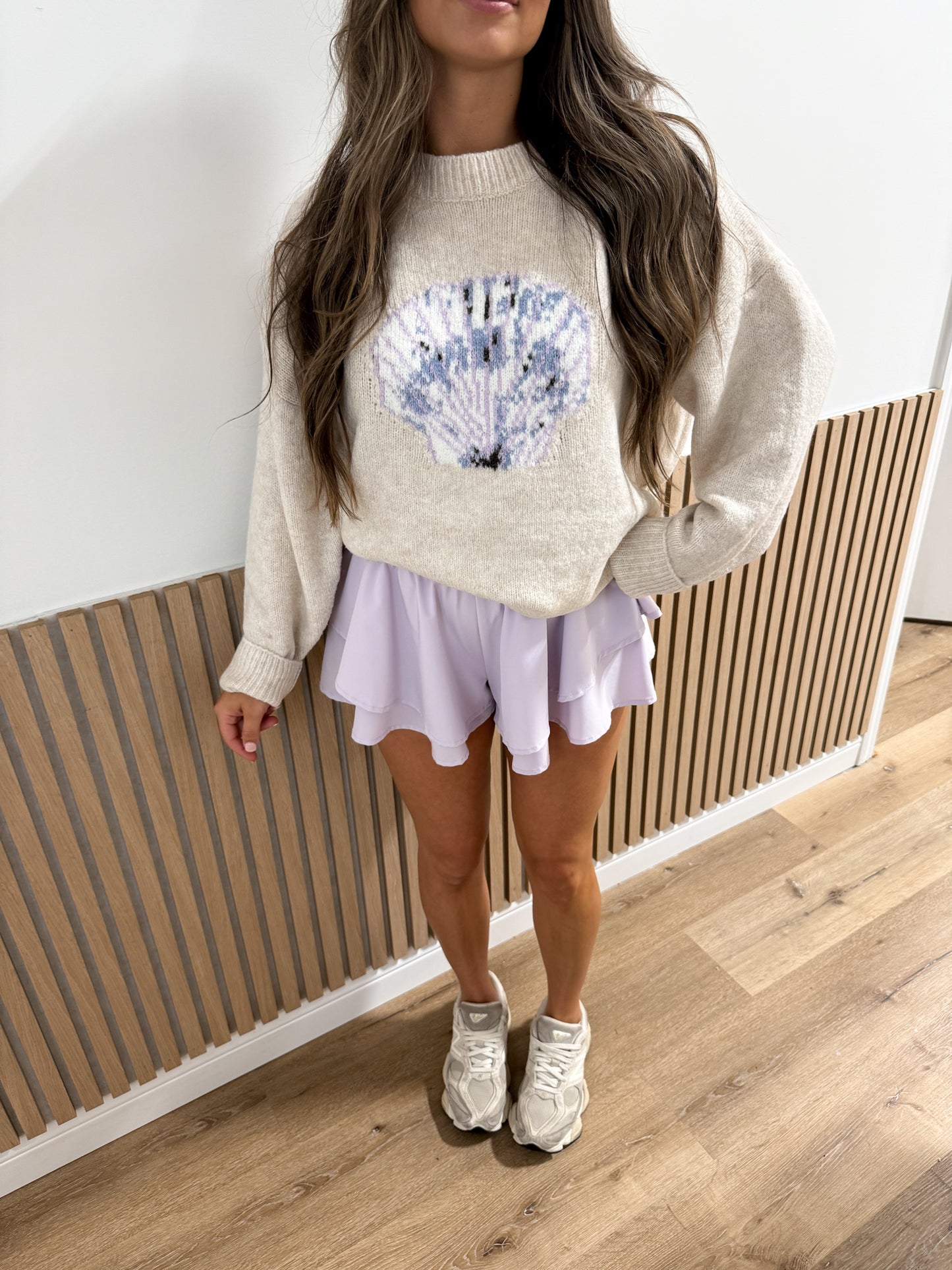 Seashell Knit Sweater - cream