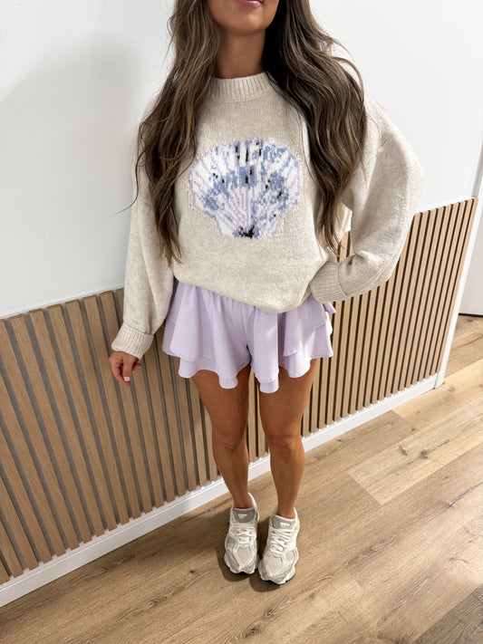 Seashell Knit Sweater - cream
