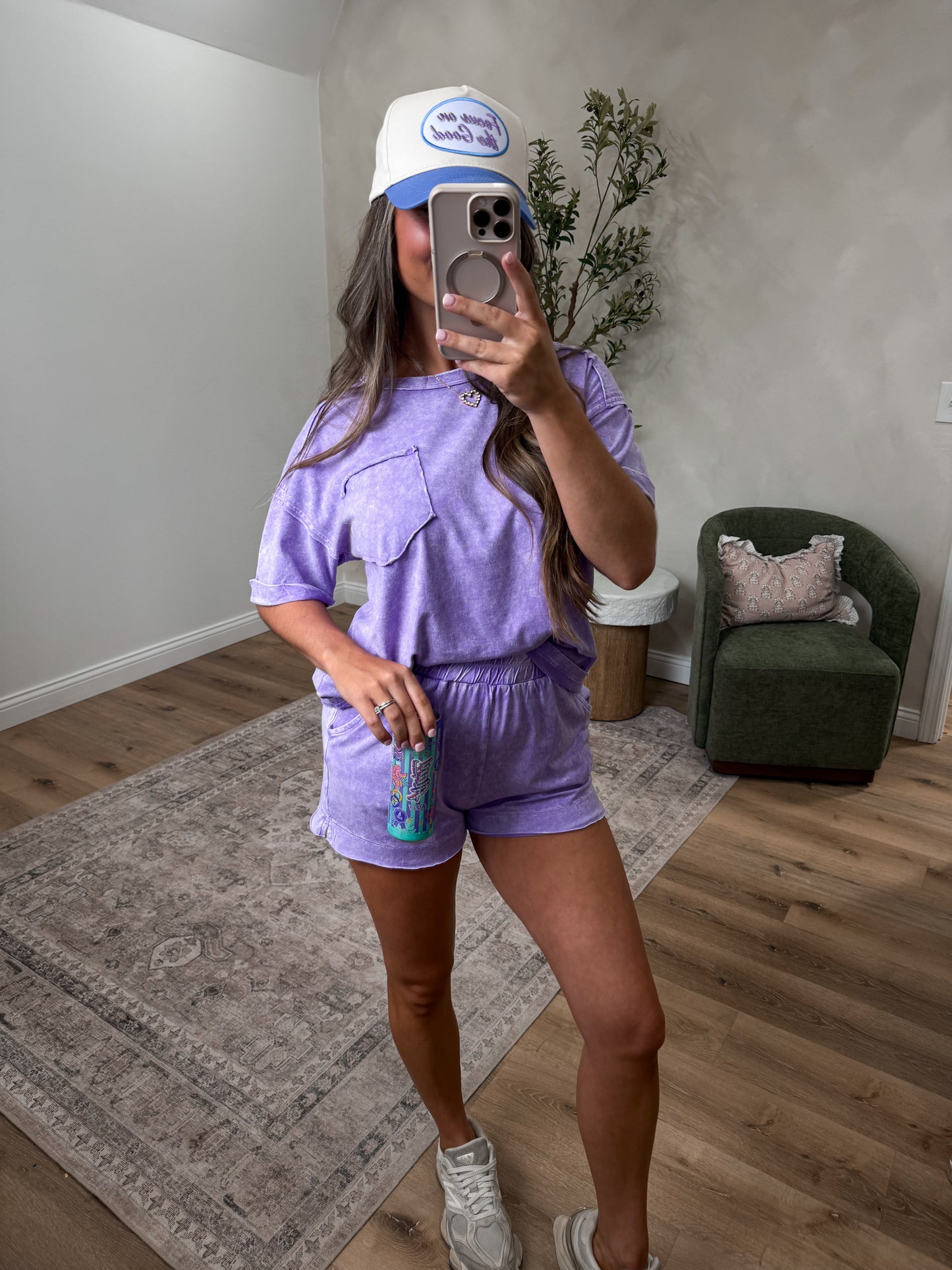 Whitney Halo Washed Shorts Set - violet