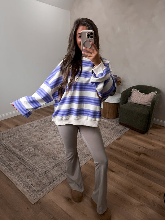 Simply Stated Striped Terry Pullover - lavender/purple