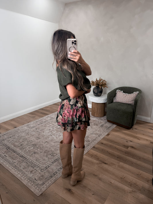 Autumn Adventures Floral Ruffle Skort