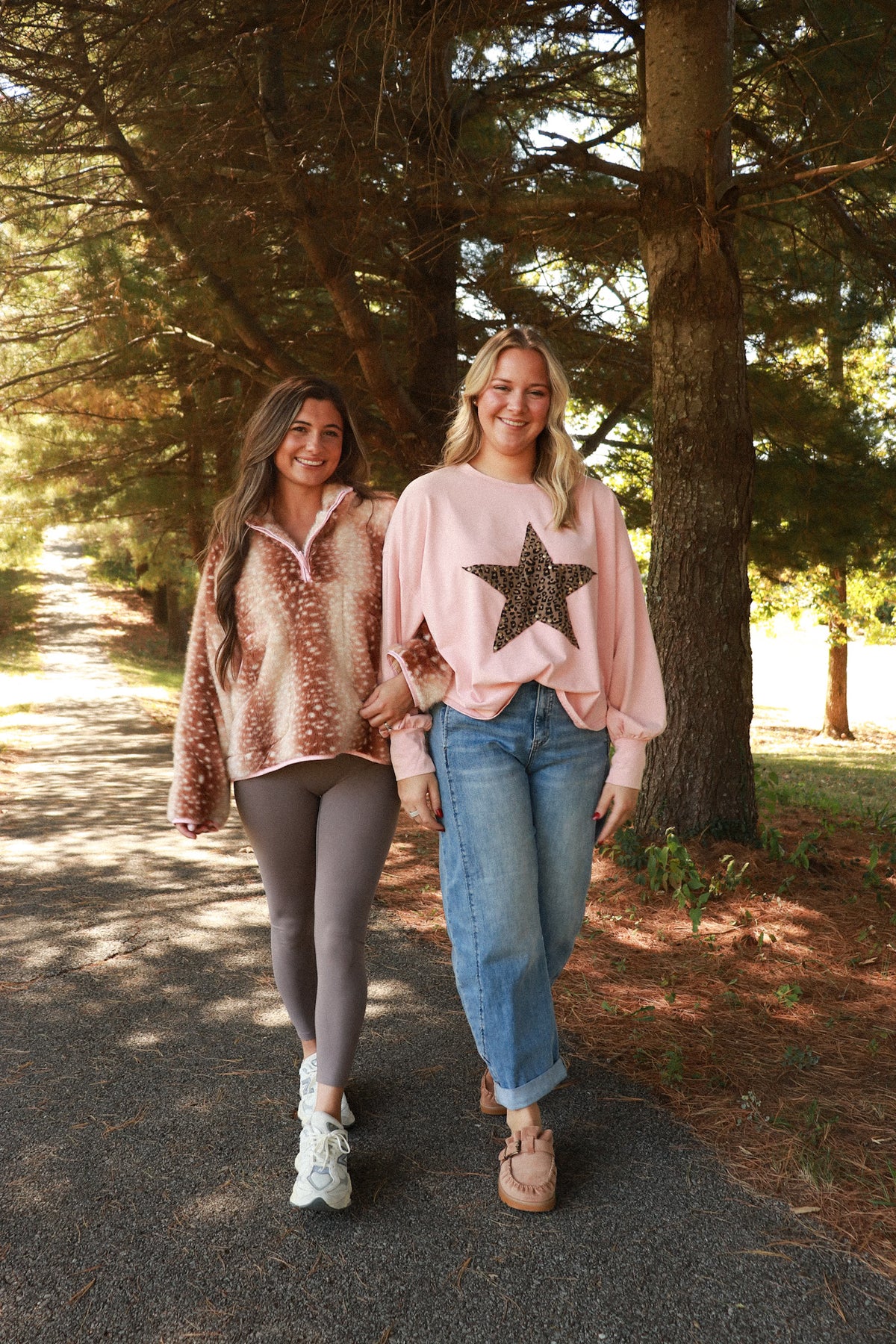 Blush Bambi Half Zip Pullover - taupe/pink