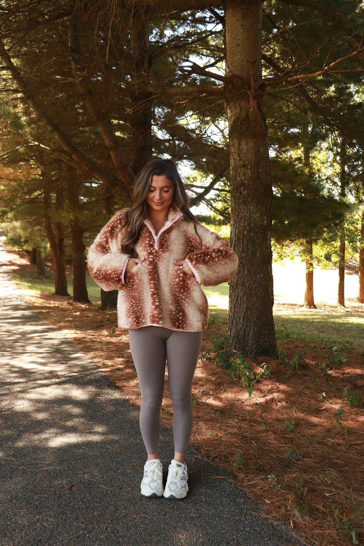 Blush Bambi Half Zip Pullover - taupe/pink