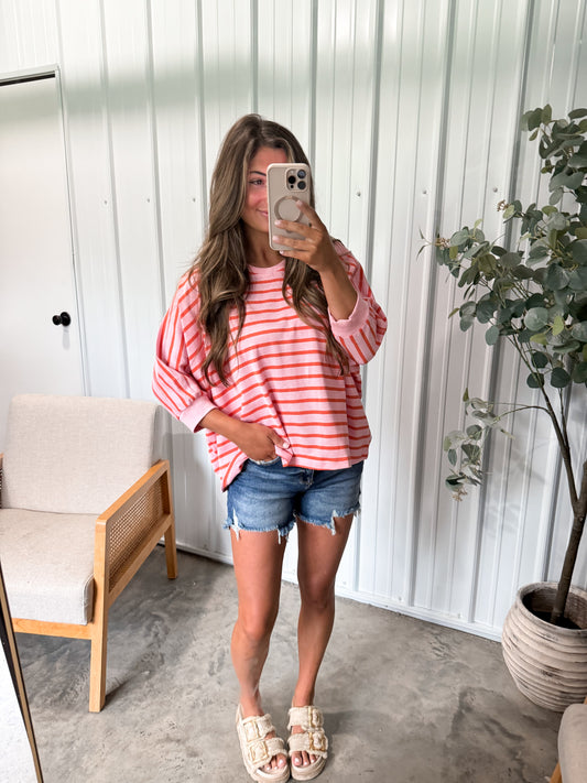 Cassidy Coral Striped Top