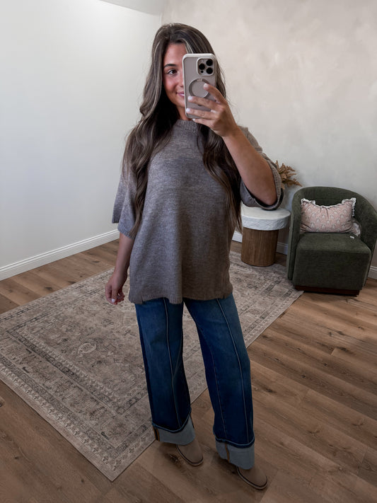 Cozy Collected Oversized Sweater Tee - mocha