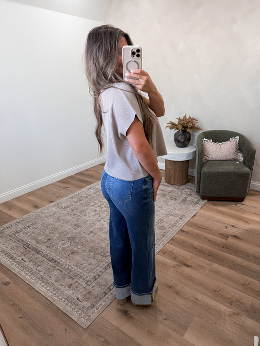 Cool Intentions Mock Neck Boxy Sweater Top - ash mocha