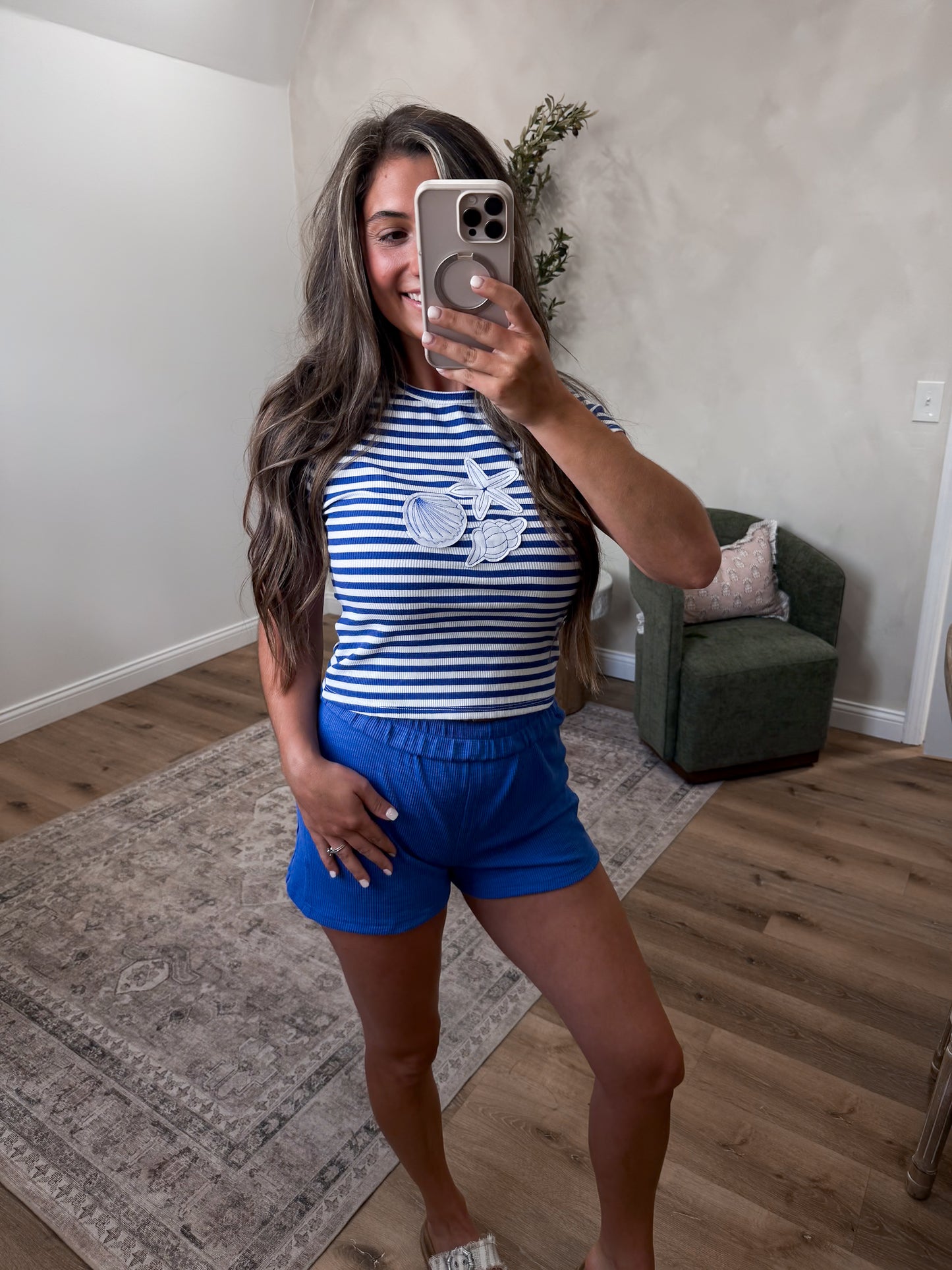Striped Seashell Tee - blue/white