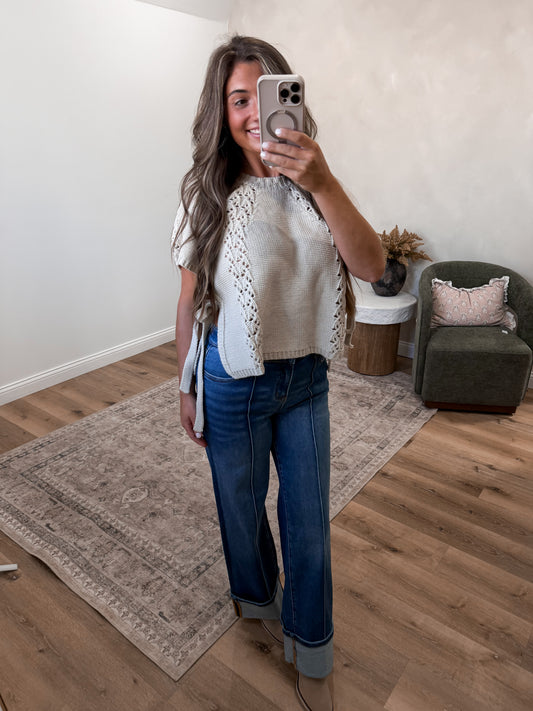 A Fresh Approach Braided Knit Top - oatmeal