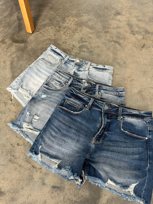 Hayleigh High Rise comfort stretch Denim Shorts- 3 denim shades *restock*