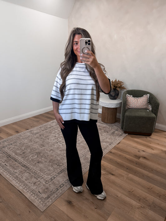 Casual Company Striped Sweater Tee - black