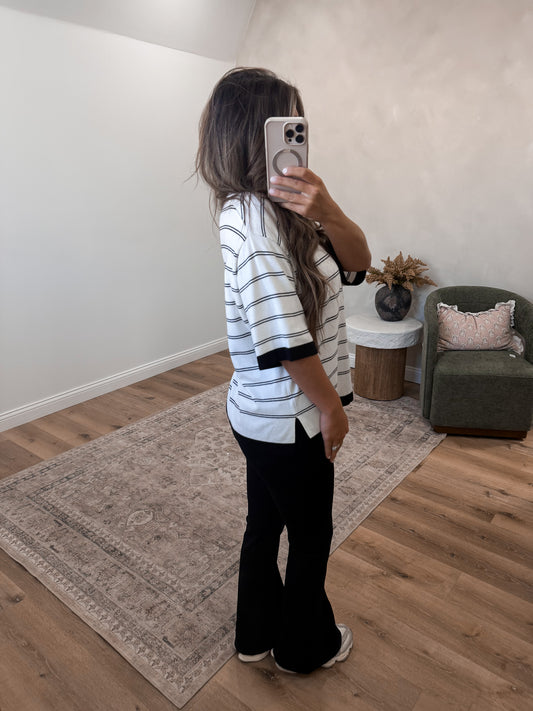 Casual Company Striped Sweater Tee - black