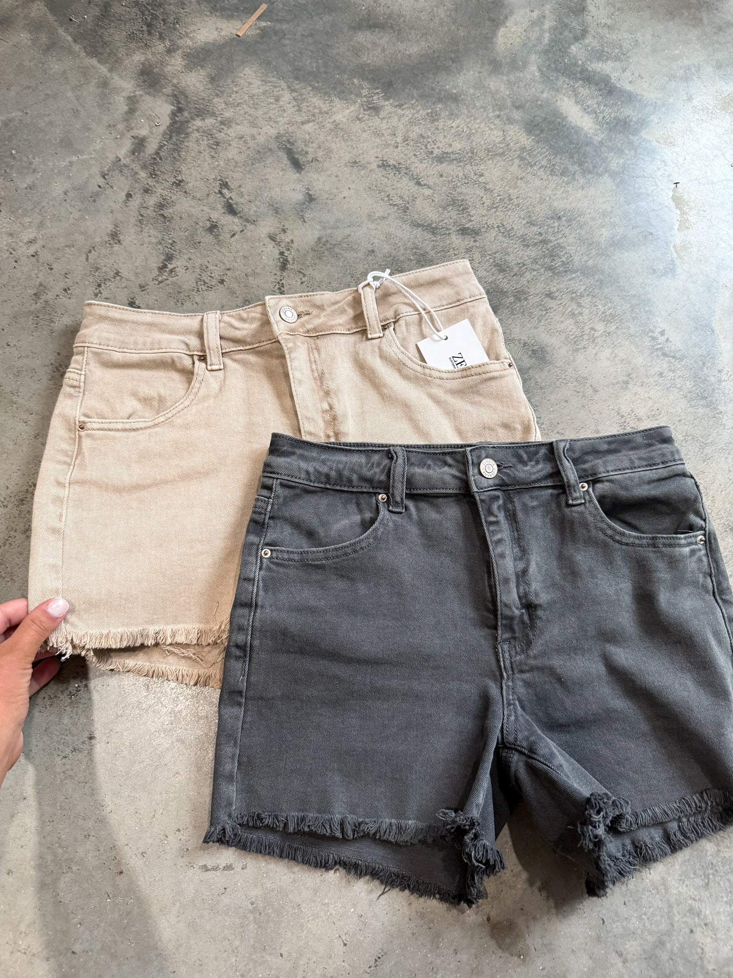 Acid Washed Denim Shorts- 2 colors
