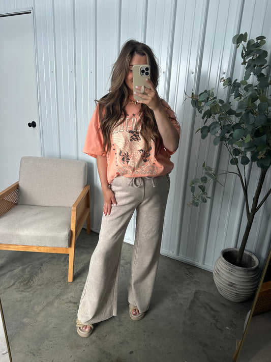 Acid Wash Fleece Lounge pants - Ash Mocha