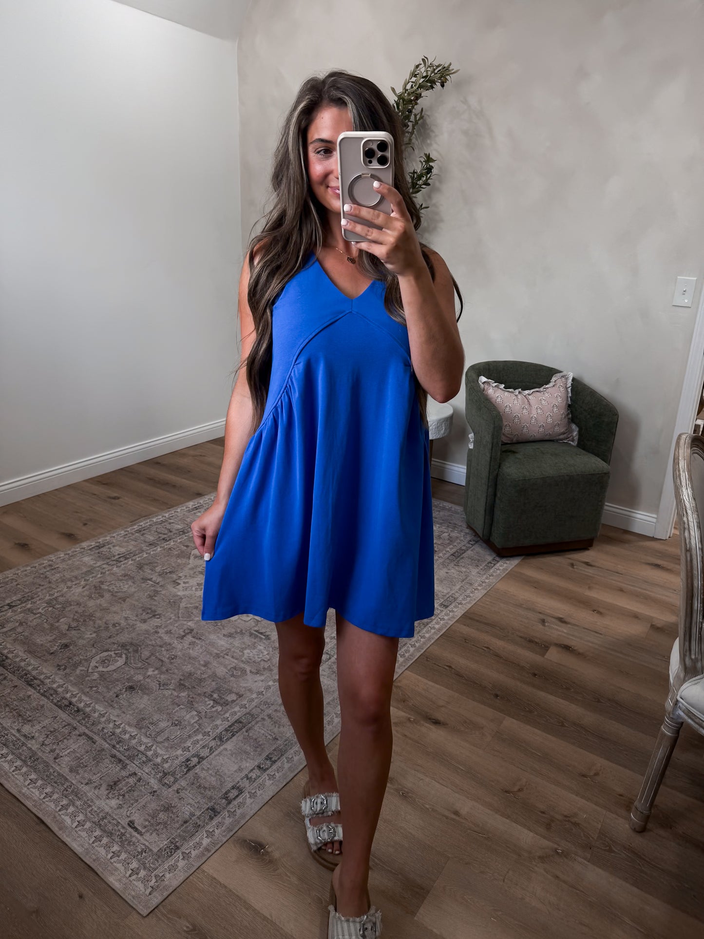 Carefree Sleeveless Mini Dress - poolside