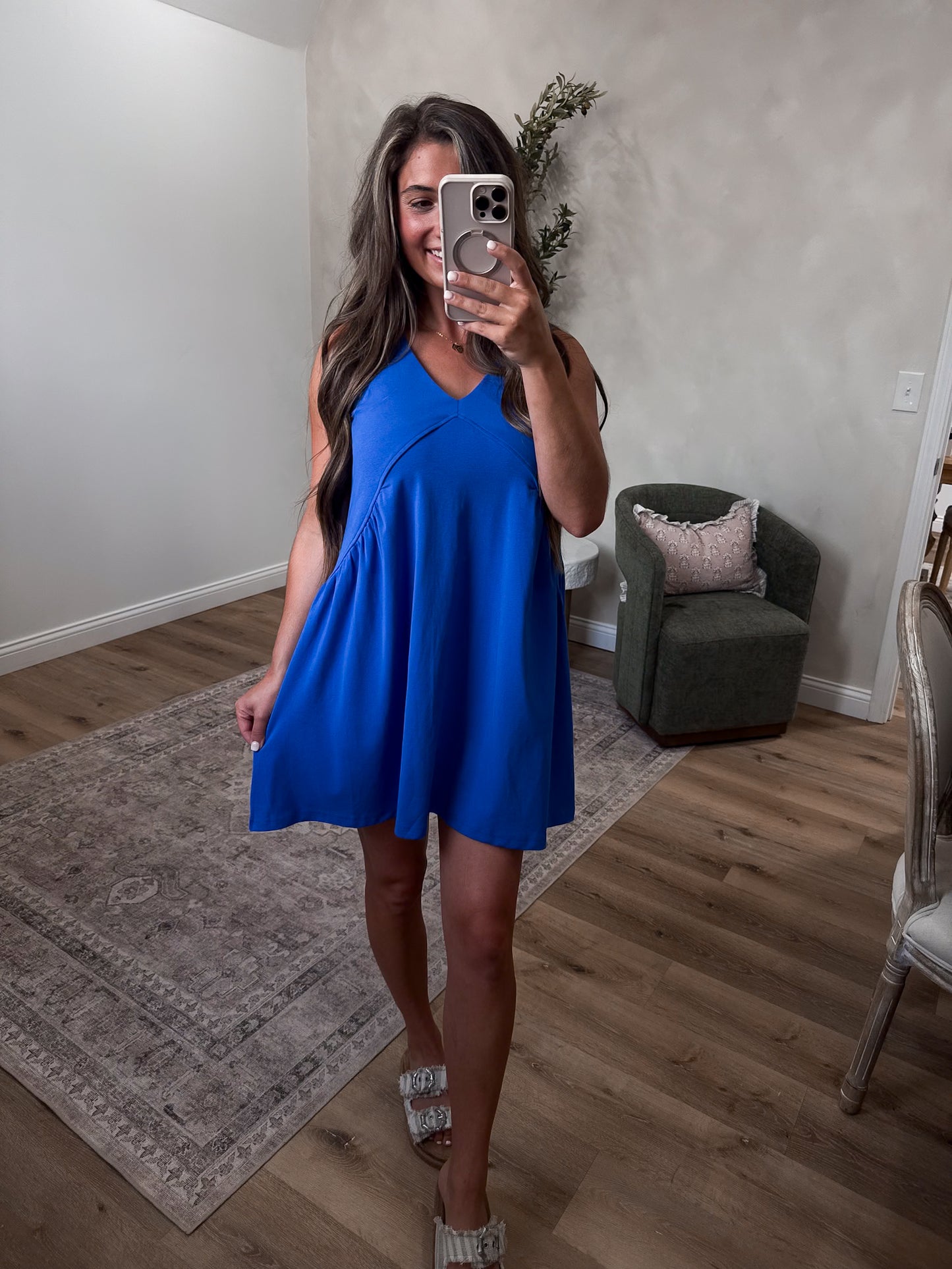 Carefree Sleeveless Mini Dress - poolside