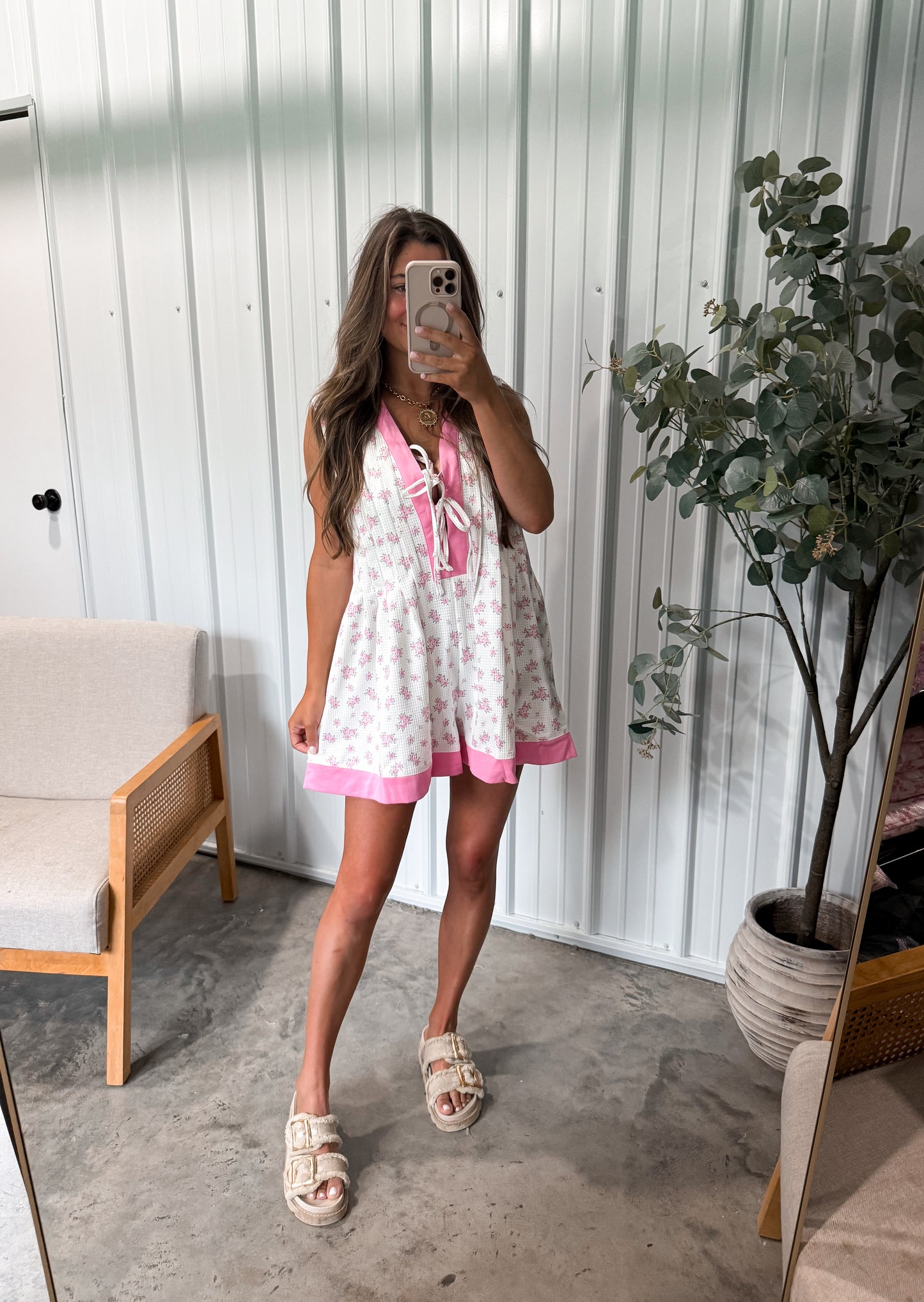 Sweet Rose Waffle Romper