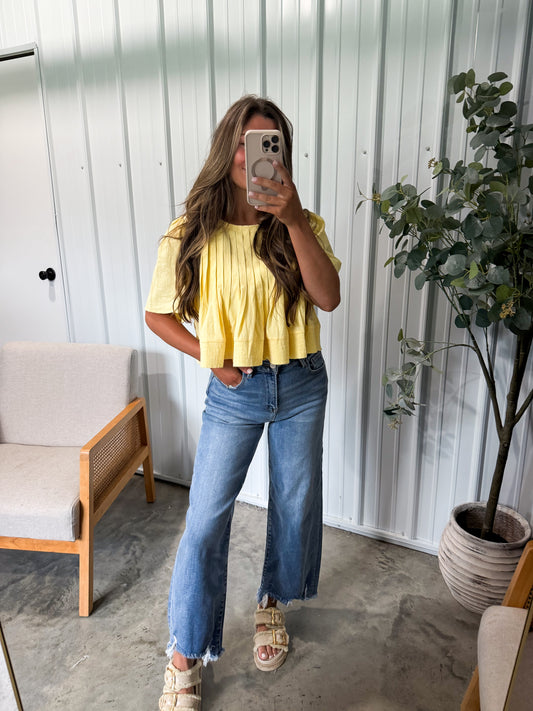 August Pintuck Blouse- Yellow