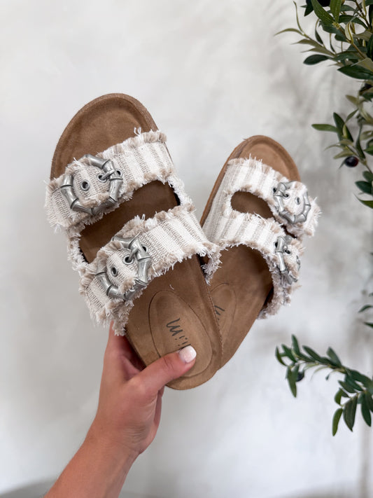 Tatum Buckle Sandals - beige